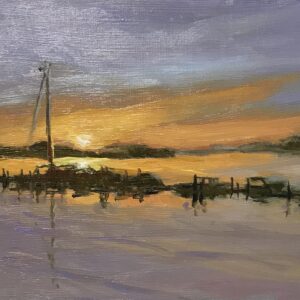 Sunrise on Chester River 6x8 oil $140.